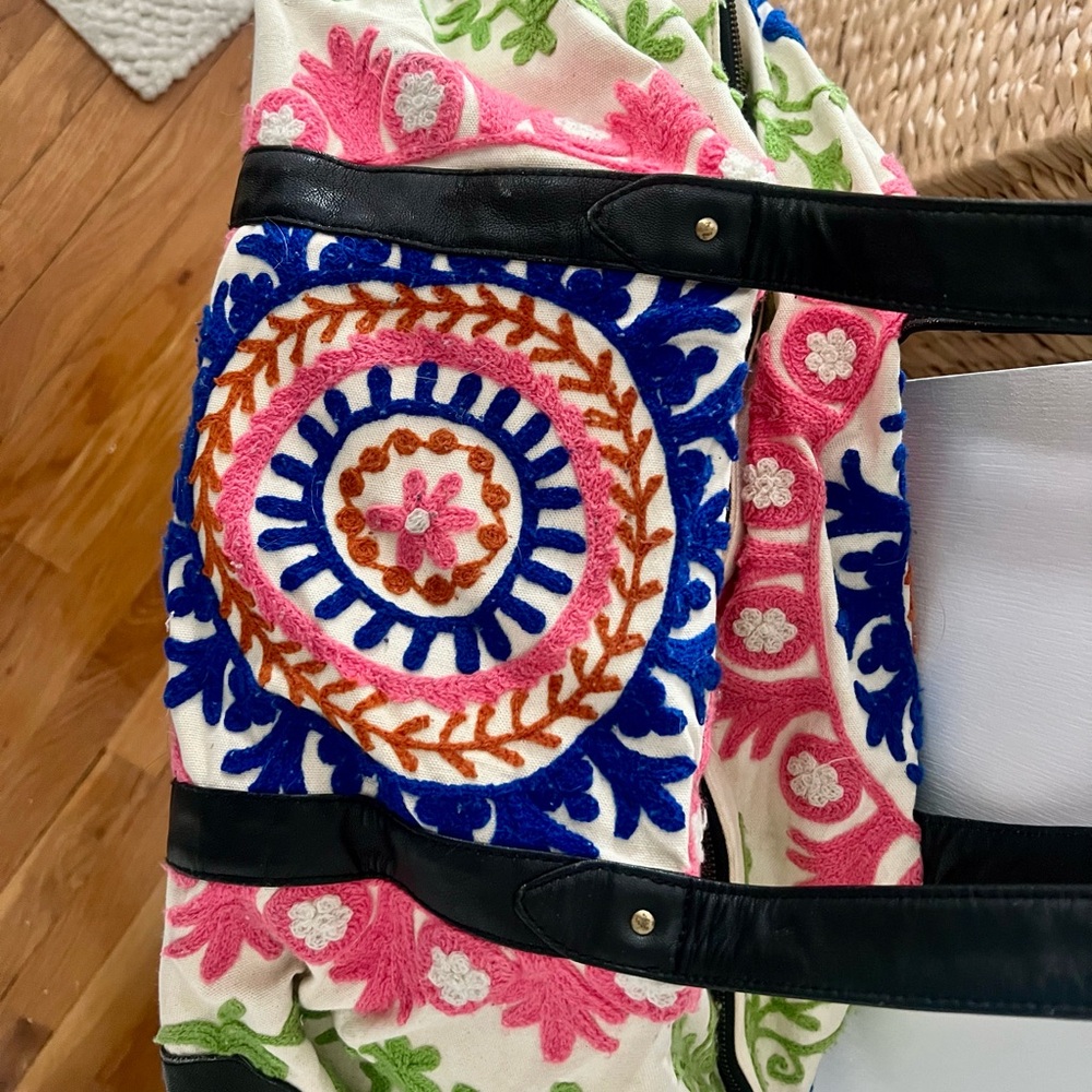 Colorful Embroidered Tote Bag